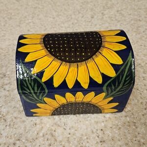 Hand Painted Sunflower Wood Accent Box